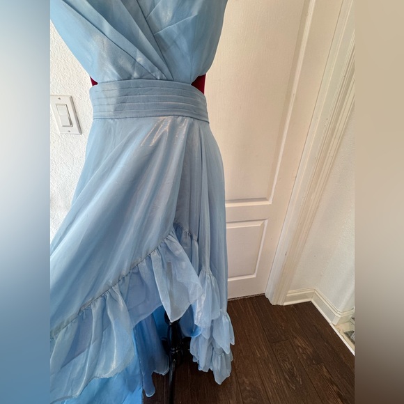 New Mac Duggal Shimmering Blue Ruffle Dress 49526 - Picture 7 of 13